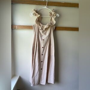 Cream Ruffle Midi Dress